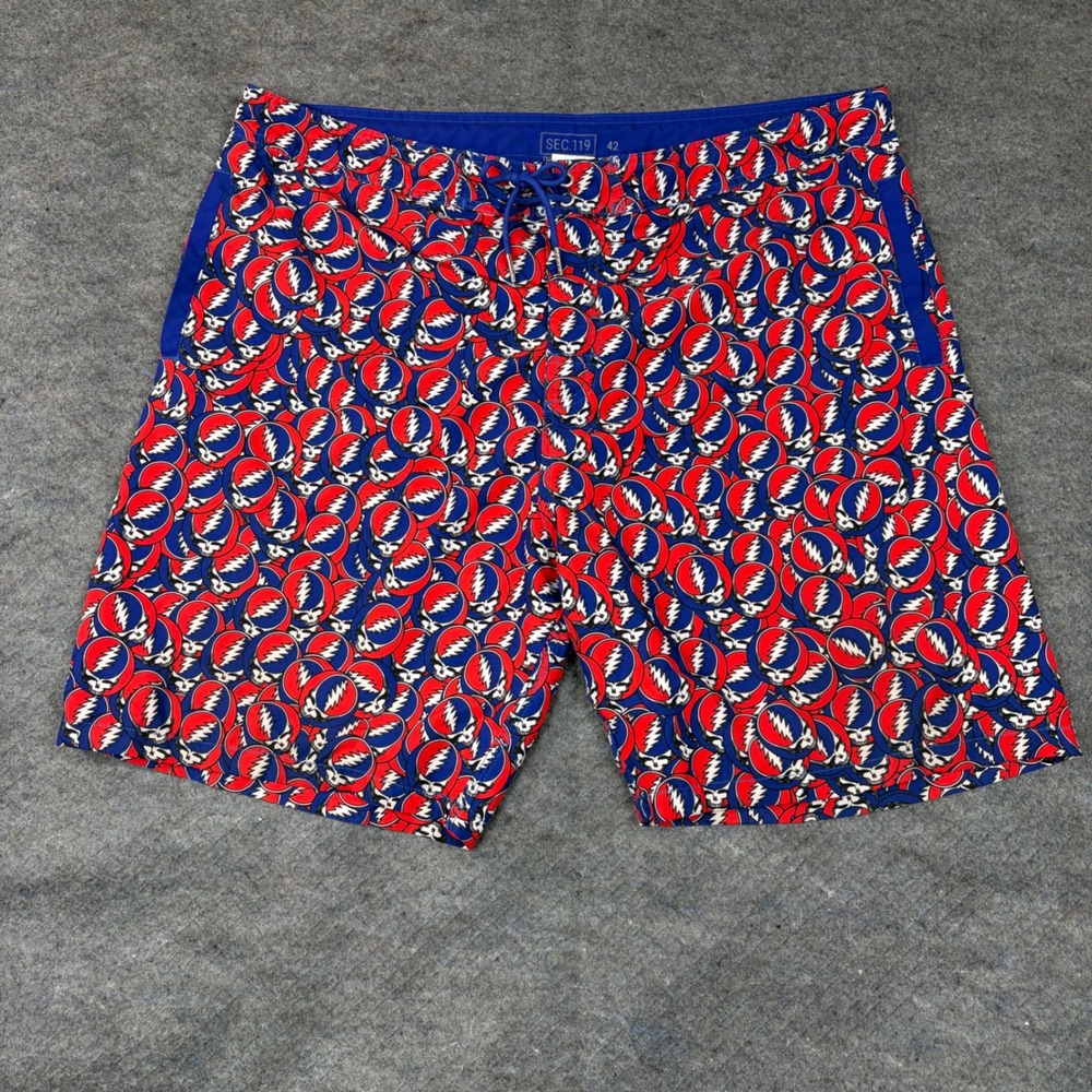 Section 119 Grateful Dead Board Shorts Mens 32 Swim Trunks Steal Your Face AOP